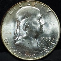 1953-D Franklin Silver Half Dollar Gem BU