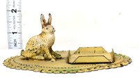 Vintage tin small desk tray w/ rabbit