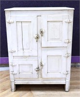 White wood antique ice box