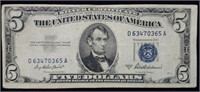 1953 A $5 Silver Certificate Nice Note