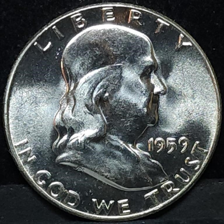 1959 Franklin Silver Half Dollar Gem BU FBL