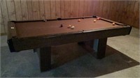 Pool Table with Balls, Rack and Cues
