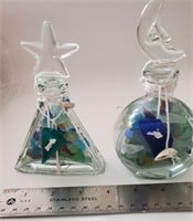 SEA GLASS IN MOON & STAR TOP BOTTLES