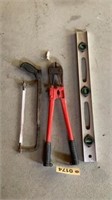 Level, Saw and Bolt Cutter