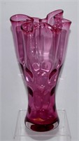 Cranberry Glass Vase 8" H