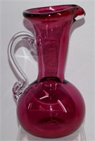 Cranberry Glass PItcher 7" H