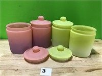 Frosted Glass Canisters lot of 4