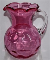 Cranberry Glass Pitcher 5"H
