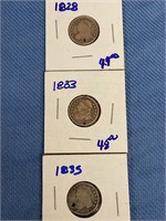 3 Capped Bust Half Dimes