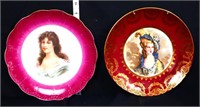 Lot of 2 vintage lady portrait plates