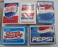 5 new in plastic Pepsi playing cards