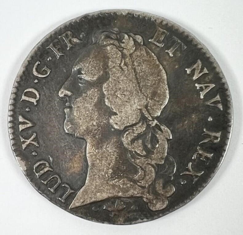 1761 FRANCE LOUIS XV SILVER REALE COIN