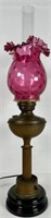 ANTIQUE CRANBERRY GLASS LAMP