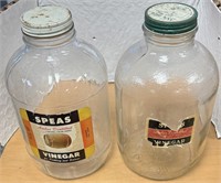 TWO 11" VINTAGE SPEAS GLASS JARS / NO SHIPPING