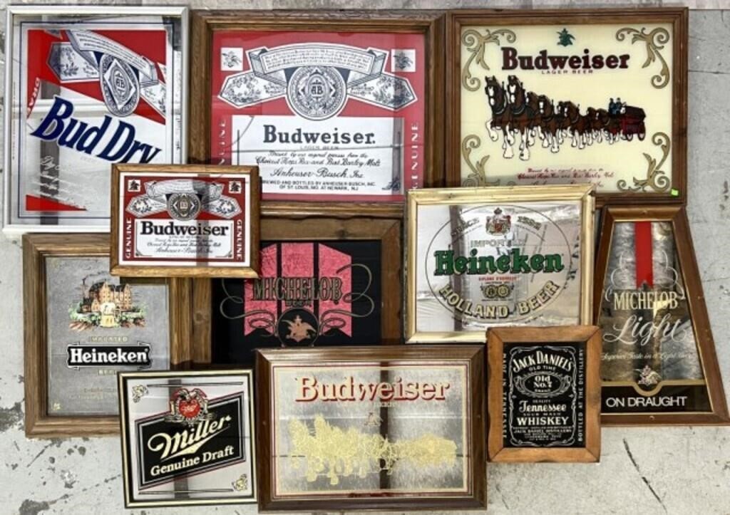 COLLECTION OF BEER ADVERTISING BAR MIRROR SIGNS