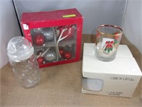Glass Ornaments/Santa Container/Glasses