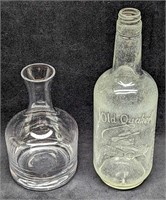 Vintage Decanter Vase & Old Quaker Whiskey Bottle