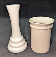 Milk Glass Bud Vase &  Ceramic Toothbrush Holder