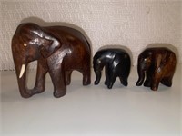 Vintage Hand Carved Elephant Figurines