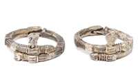 Pair of African Silver Two-Piece Bracelets