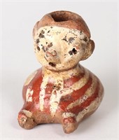 Chinesco Polychrome Seated Figure w/Poncho, 100 BC