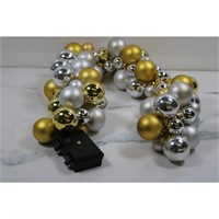 4' Battery Operated Ornament Garland Gold / Silver