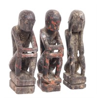 Three Philippine Hardwood Statues w/ Blood Patina,
