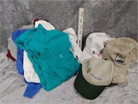 Men's Shirts size large and 3 hats