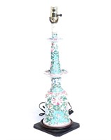 Chinese Enameled Porcelain Candle Stick Lamp