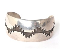 Signed Native American Silver Bracelet