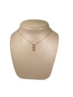 10 KT Yellow Gold Triple Stone Pendant Necklace