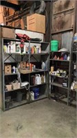 Metal Shelves w/ all fluids, grease, filters, oils