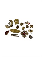 13 Assorted Vintage Military Pins