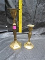 2 Brass Candlestick Holders (tallest = 9")
