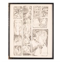 Vintage Cartoonist Untitled Pencil On Paper