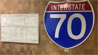 I-70 sign mounted on wall, steel ply system ID