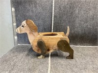 Wooden Dog Planter Holder