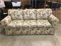 Upholstered Couch Stitched Floral Design