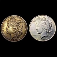 [2] Varied US Silver Dollars [1890, 1934-D]