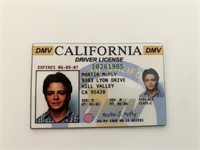 Back to the Future Marty Mcfly CA Driver License