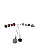8 German Silver Rings & 2 Necklaces