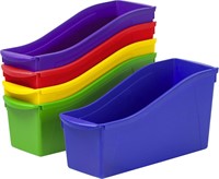 Plastic Book and Magazine Bin, Many Colors 6-Pack