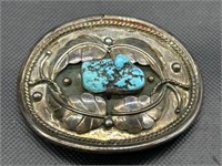 Sterling Silver and Turquoise Belt Buckle