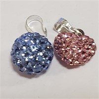 2 Sterling Silver Bedazzled Charms SJC