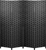 6FT Wood Screen Room Divider  4 Panels  Black