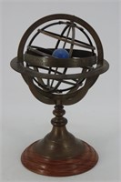 Chez G. Gobille Brass Armillary Sphere With Jade C