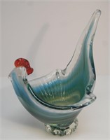 ART GLASS ROOSTER SHAPED BOWL