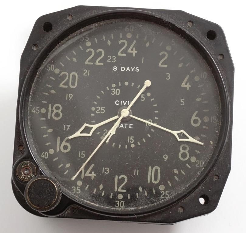 Waltham, 8-day Bu Aero US Navy aircraft clock