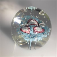 FLORAL ART GLASS SPEHERICAL PAPERWEIGHT