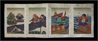 Japanese Orihon Album Samurai Paintings